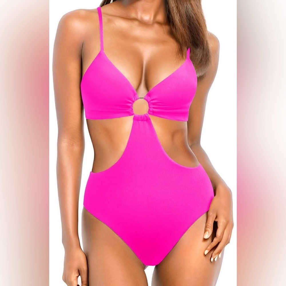 TEMPT ME one piece Cut Out swimsuit Barbie pink NWT Medium